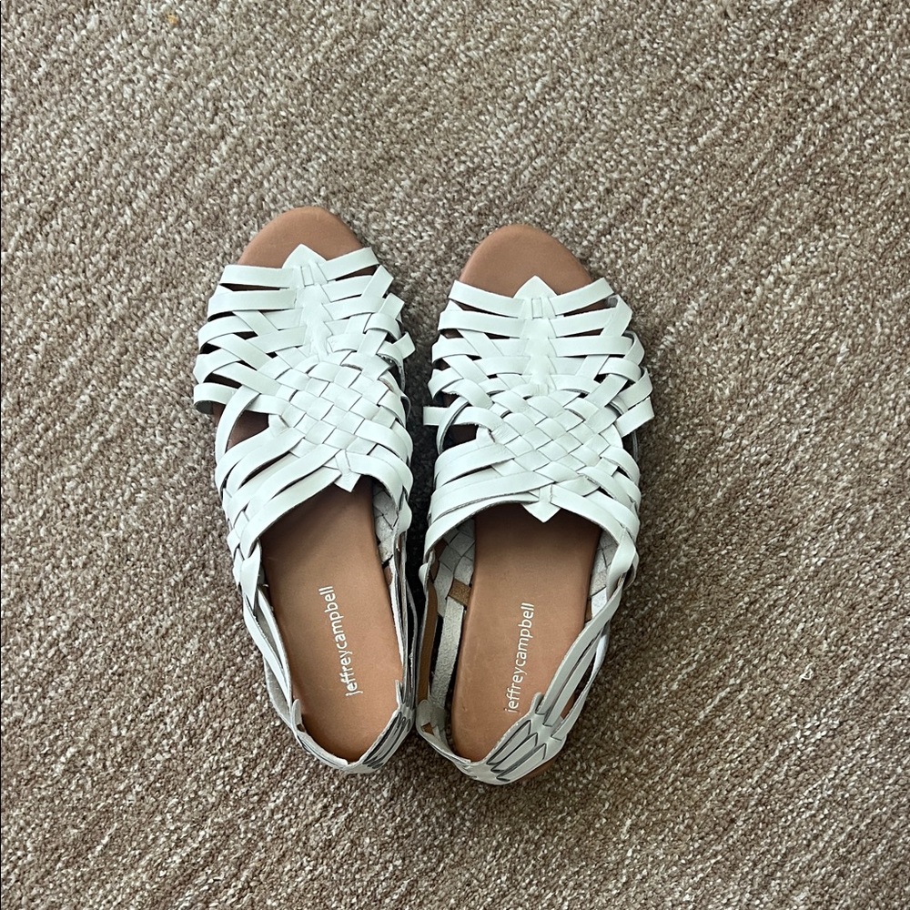 Jeffrey Campbell White Woven Leather Sandals